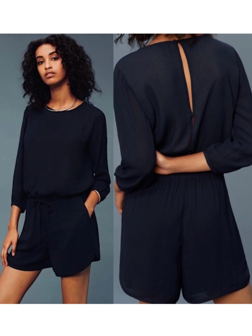 Babaton Black Crepe Blouson Keagan Romper